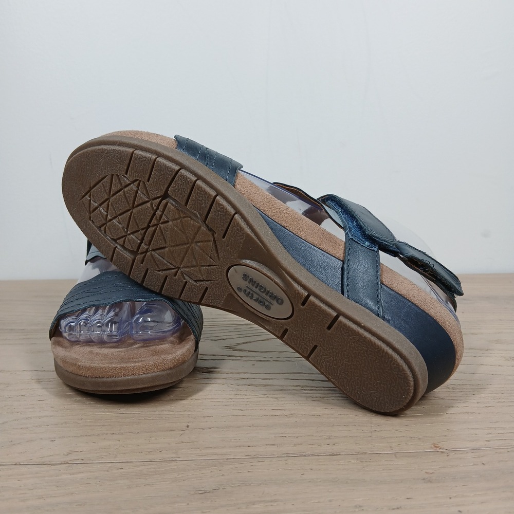 Earth Origins Pico Poppy Sandals Womens 6.5 Blue Wedge Leather Comfort Casual - Picture 8 of 11